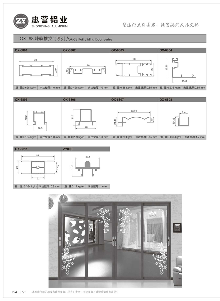 OX-68 rail Sliding door Series