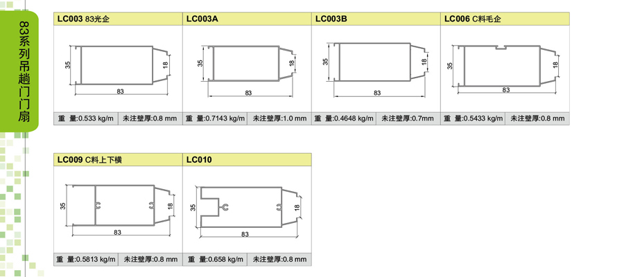 83  series hanging sliding doors
